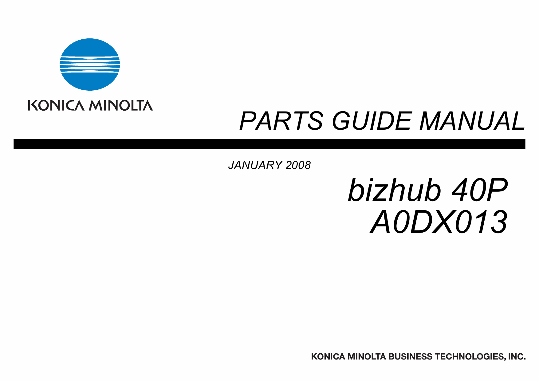 Konica-Minolta bizhub 40P A0DX013 Parts Manual-1